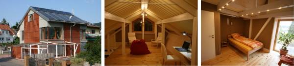 Abbildung 1: Das Seeheimer Strohpassivhaus ist ein Beispiel für die Synergie aus ökologischen Baustoffen (Stroh, Holz, Lehm) und hocheffizientem Passivhaus. Die hochwertige Hülle bildet die Grundlage für die radikale Vereinfachung der Gebäudetechnik.